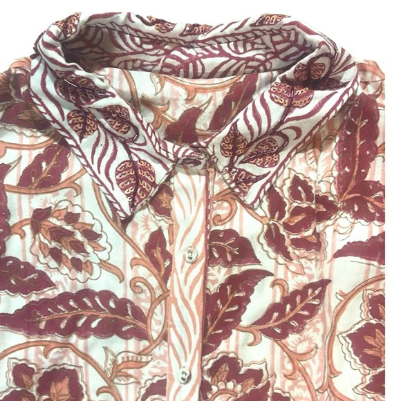 Ash & Eden Idika Pintuck Maxi Umbrella Dress Pink Chink Sz S Block Print Roman - Picture 4 of 13